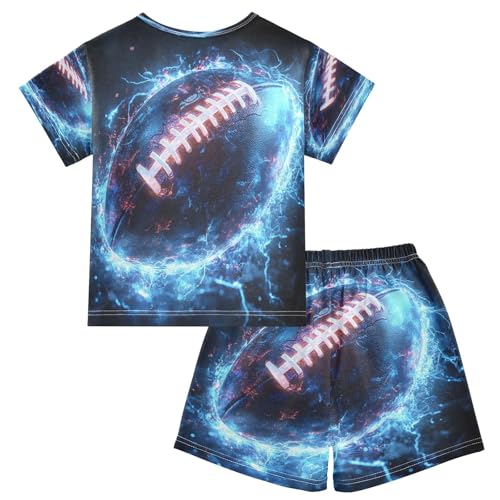 ALAZA American Football Fantasy Pajamas Set Short Sleeve Cotton Sleepwear Summer Pjs 2 Piece 5-14Y2