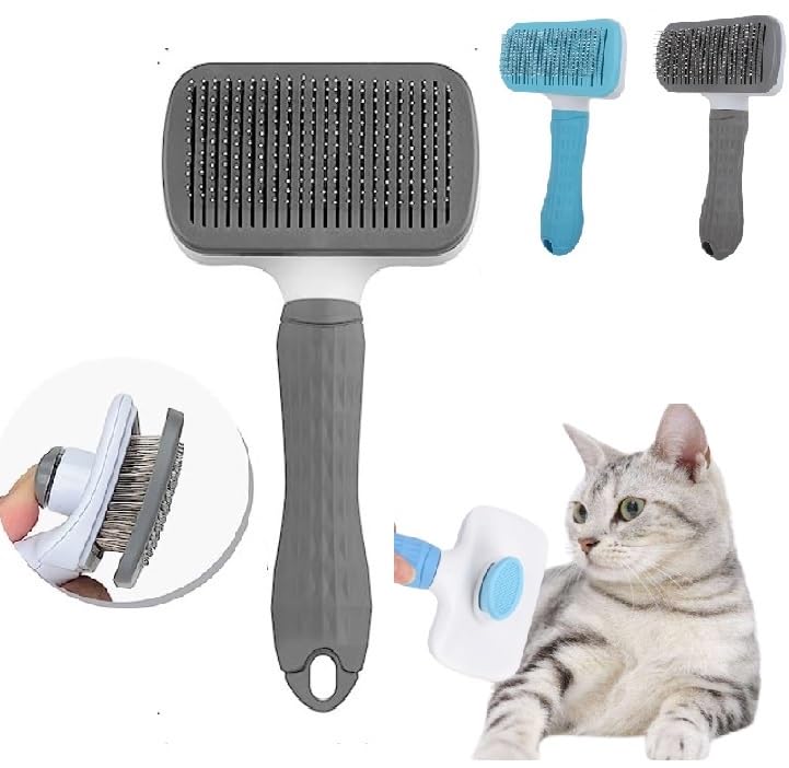 2u Cepillo para gatos, cepillo para perros, y mascotas de pelo largo y corto, Especial para quitar pelo muerto con un sólo click. Peinado de mascotas grandes, medianas y pequeñas.