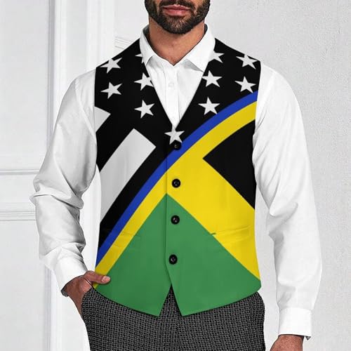 Blue Line U.S. Jamaican Flag Trendy Vest Suit for Men V Neck Formal Dress Waistcoat Vests Business Slim Fit4