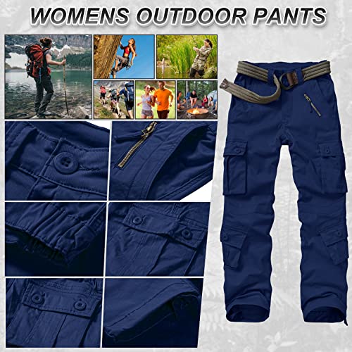 Alfiudad Womens Cargo Pants with Pockets, Women's Casual Military Army Hiking Combat Tactical Work Pants Trousers,Navy Blue,34(US 14) by Alfiudad - Image 3