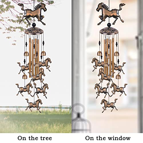 Solawindchime Horse Wind Chimes Outdoor, Horse Bronze Wind Chime, Horse Gift Wind Chimes, Horses Wind Bells, Gifts For Women, For Home, Garden, Indoor, Outdoor Decoration, Garden Horses Wind Chime #TOP5