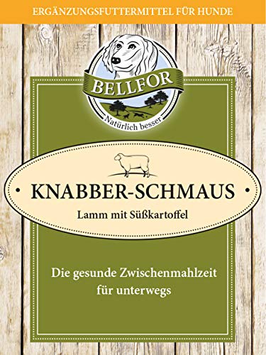 Bellfor Knabber-Schmaus Hundekekse mit frischem Lammfleisch – 100 g. Getreide- und glutenfreie Hundeleckerlis für Sensible Hunde. Hundekekse zur Zahnpflege