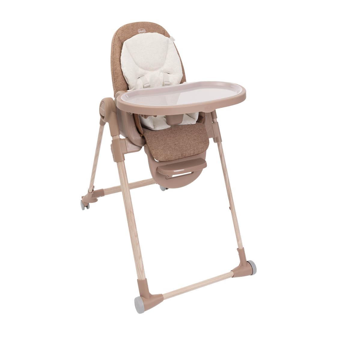 Chicco Terrakotta Polly Armonia Kinderhochstuhl Für Babys Von Geburt Bis 40 Kg, 9 Höhenstufen, Foldable, Klappbar, Verstellbarer Fußstütze, Hochstuhl 3In1, Kompakt Verstaubar, 4 Räder,Mit Neugeborenaufsatz