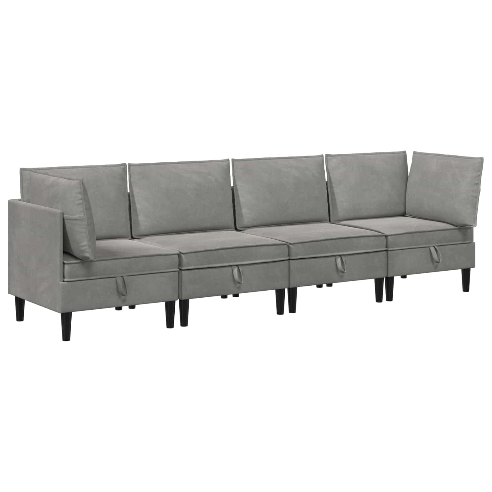 Juego de 4 muebles de salón de madera contrachapada de terciopelo gris
