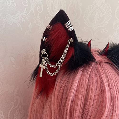 Image of VIGVAN Handmade Wolf Fox Ears Animal Cosplay Cute Head Accessories for Halloween