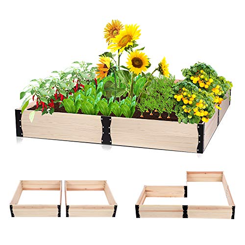 Taleco Gear Wooden Raised Garden Bed, Free Combination Planter Box Kit for Growing Fruit/Vegetable/Herb/Flower-Outdoor 63x63x9.4in
