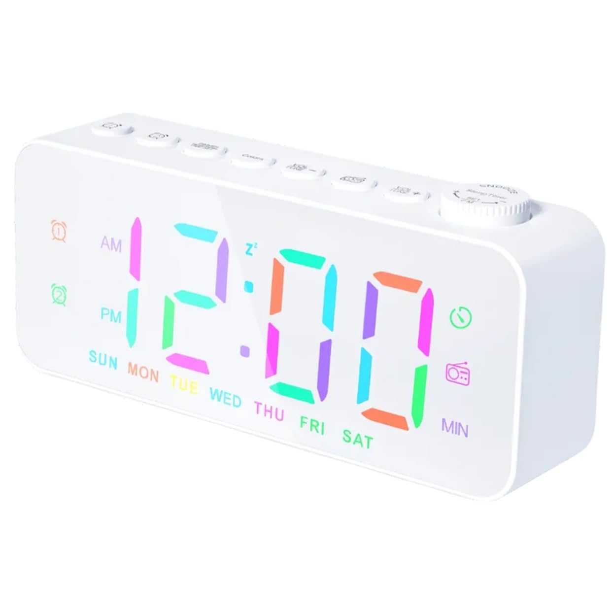Réveil numérique LED grand écran haut de gamme avec radio et chargeur USB