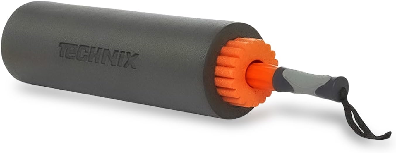 3 in 1 Roller for Exercise Gym with Roller Massage Stick | High-Density Material | Ergonomic Design | Textured Surface | Portable & Lightweight | Yoga Roller for Back (Black)