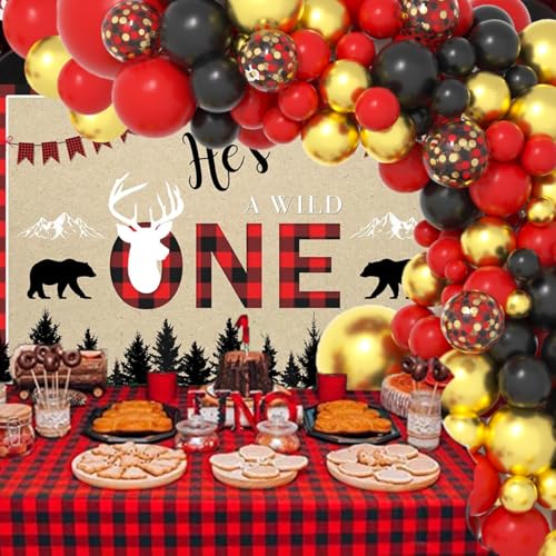Image of Red Black Gold Balloon Garland Arch Kit - 121PCS Red Gold Balloons Red and Black Balloons for Anniversary Casino Poker Birthday Wedding Engagement Graduation Christms Party Decorations