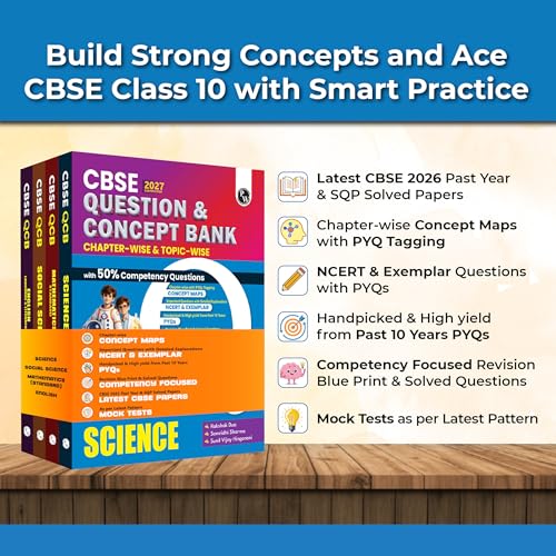 Image of PW CBSE Question & Concept Bank (QCB) Class 10 Maths (Standard), Science, Social Science, English Combo Set of 4 Books Chapterwise & Topicwise Solved Questions For 2027 Exams