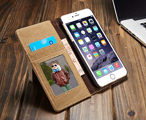 Image of ClickCase Iconic Series for Realme Narzo 20 pro Soft Canvas Denim Cloth Leather Wallet Flip Case Kick Stand with Magnetic Closure Flip Cover for Realme Narzo 20 pro (Blue & Beige)