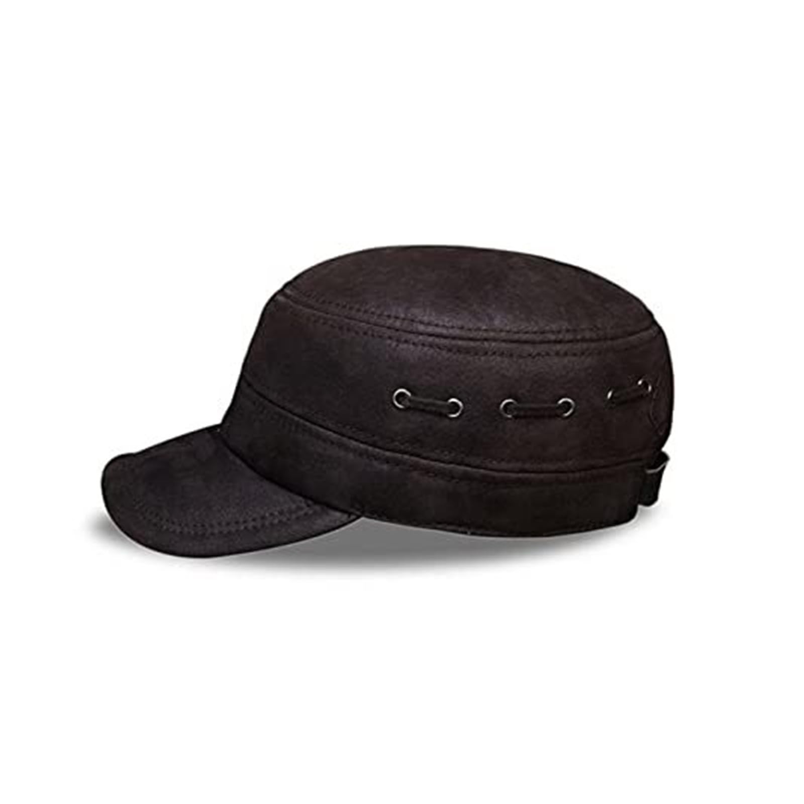 Men's Genuine Leather Baseball Cap - Warm Winter Flat in Camel, Real, Suitable for All Seasons