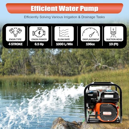 Image of Neptune Simplify Farming NPP-40 Turbo Water Pump | 6.5 HP 4-Stroke Petrol Engine | 4-Inch Outlet | 3600 RPM High Performance | 1200 L /min Max Flow | Perfect for Farming, Irrigation & Water Transfer