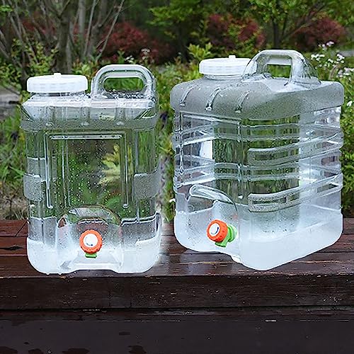 Camping water tank water bladder water jug water storage containers PC transparent square bucket outdoor car home self-driving tour camping with faucet water storage bucket ( Color : Clear , Size : 11