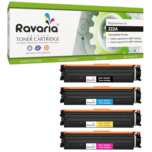 Image of 222A Compatible Toner Set (with New Chip) for HP W2220A W2221A W2222A W2223A Replacement for HP Color LaserJet Pro MFP 3203dw 3303sdw Printer (222A Toner Set (4 Color CMYK)