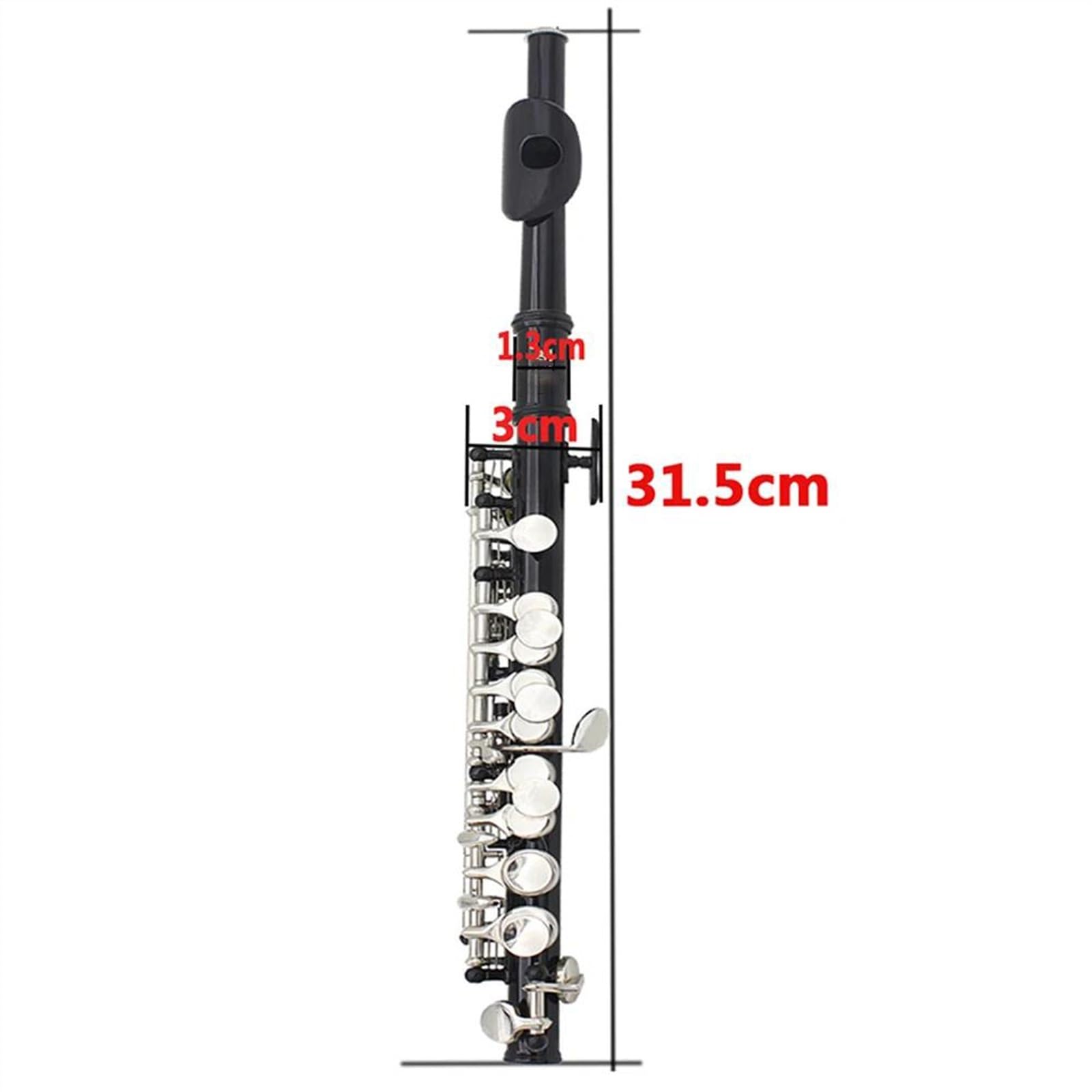 Professionale Flauto Traverso Flauto A 16 Fori Laccato Nero, Tasti In Argento, Piccolo, Cupronichel, Tono C, Flauto Di Medie Dimensioni Con Scatola