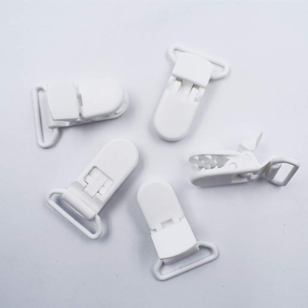 10 pezzi riutilizzabili in plastica distintivi clip per bambini manichini ciucci clip per giocattoli per bambini artigianato bianco design utile