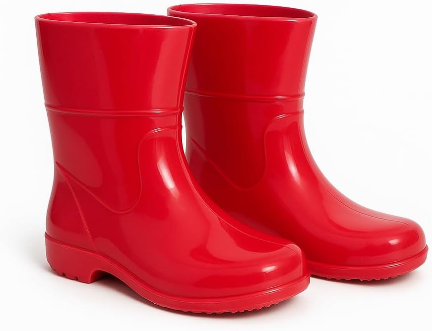Bota Infantil Feminina e Masculina Plastica Estilo Galocha Para Dias Chuvosos Para Limpeza Faxina Antiderrapante Super Leve (Vermelho, BR, Criança de 1 a 3 anos, Numérico, 22)