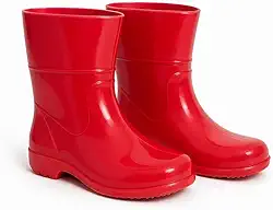 Bota Infantil Feminina e Masculina Plastica Estilo Galocha Para Dias Chuvosos Para Limpeza Faxina Antiderrapante Super Leve (Vermelho, BR, Criança de 1 a 3 anos, Numérico, 22)
