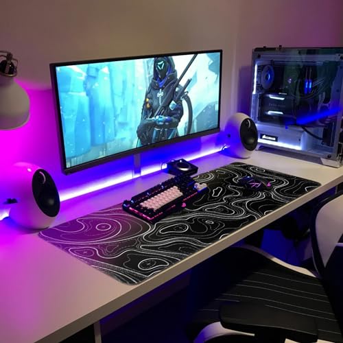 Gaming Mouse Pad Topographic Contour Large Desk Mat Long Computer Keyboard Mouse Mat Mousepad