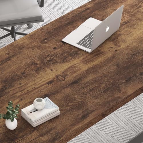 Ibf 55 Inch Computer Desk, Farmhouse Home Office Desk, Industrial Wood Metal Legs Work Desk For Writing Study, Vintage Minimalist Laptop Executive Workstation Pc Gaming Table In Bedroom thumb #7