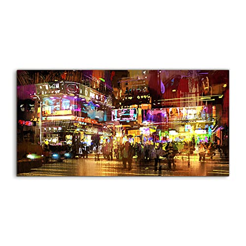 Tableau acrylique 100x50cm City of Light Night pour decoration murale de salon