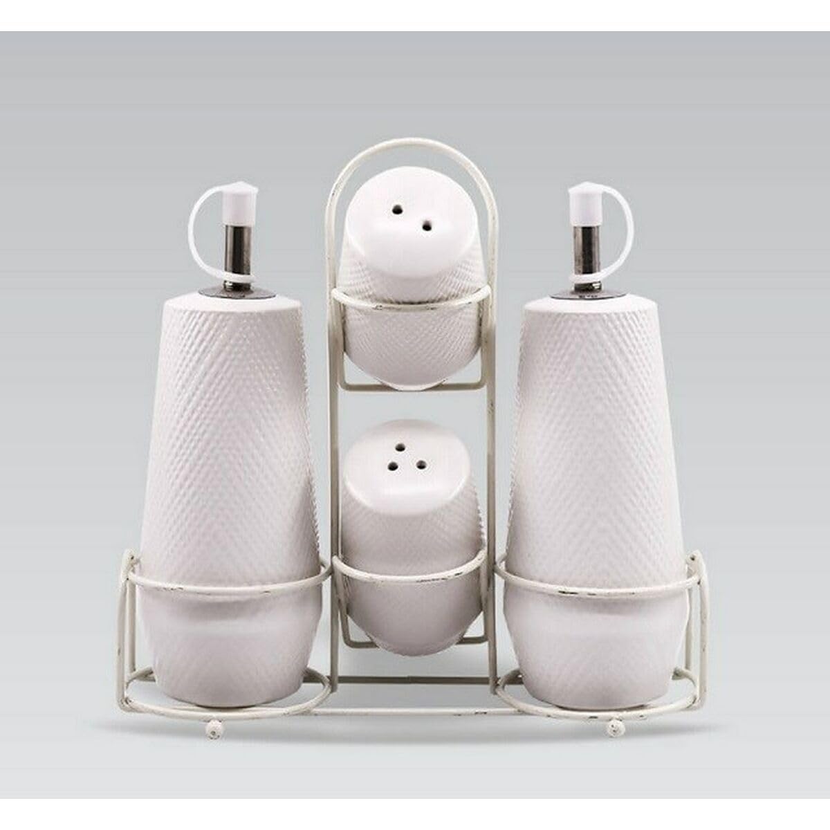 Set de salière et poivrière MR-20002-04CS blanc céramique 5 pièces