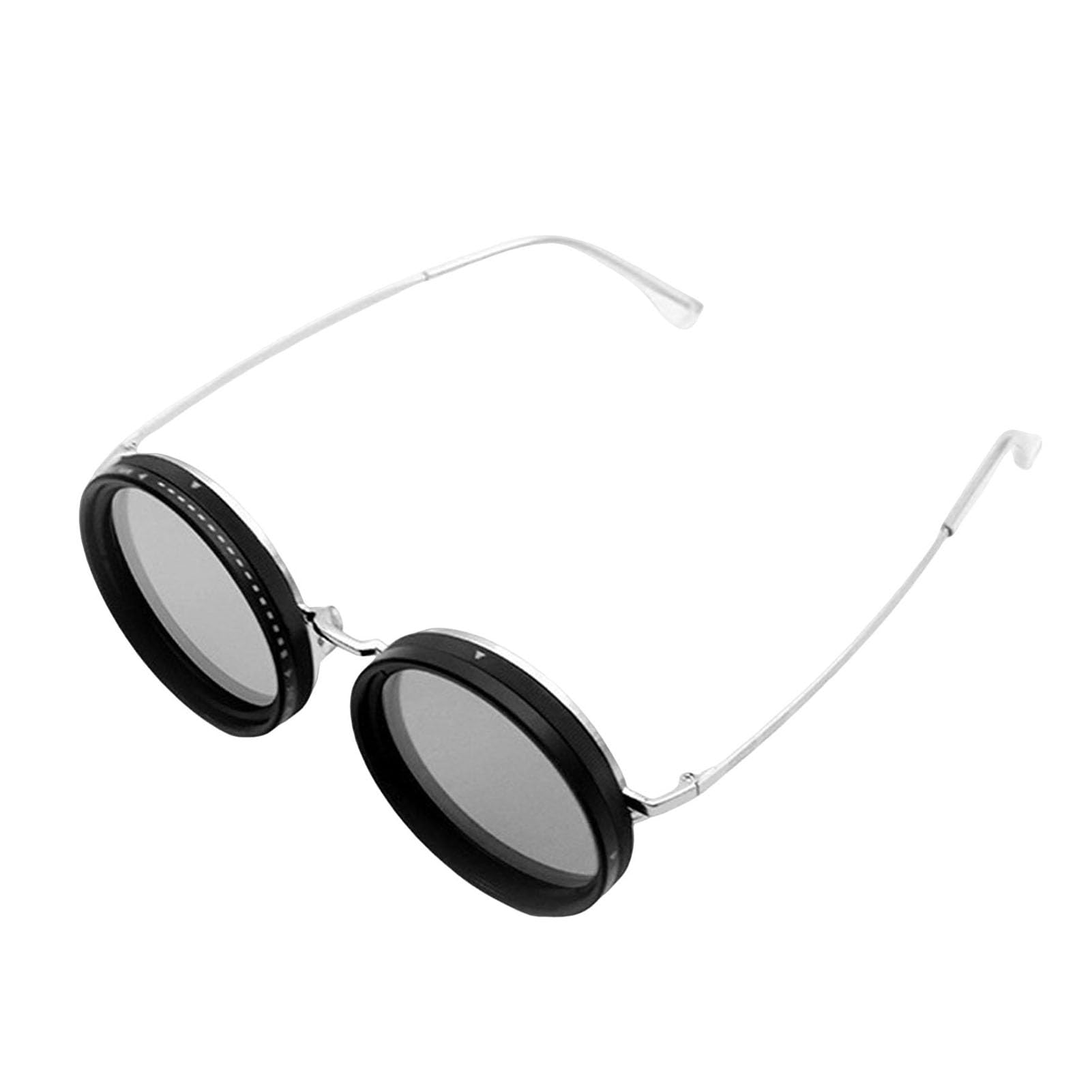 matumou Round Polarized Glasses with ND Filter Lenses 1-9 Gears Adjustable Tint Sunglasses UV Men Beach Fishing Driving Cycling Glasses