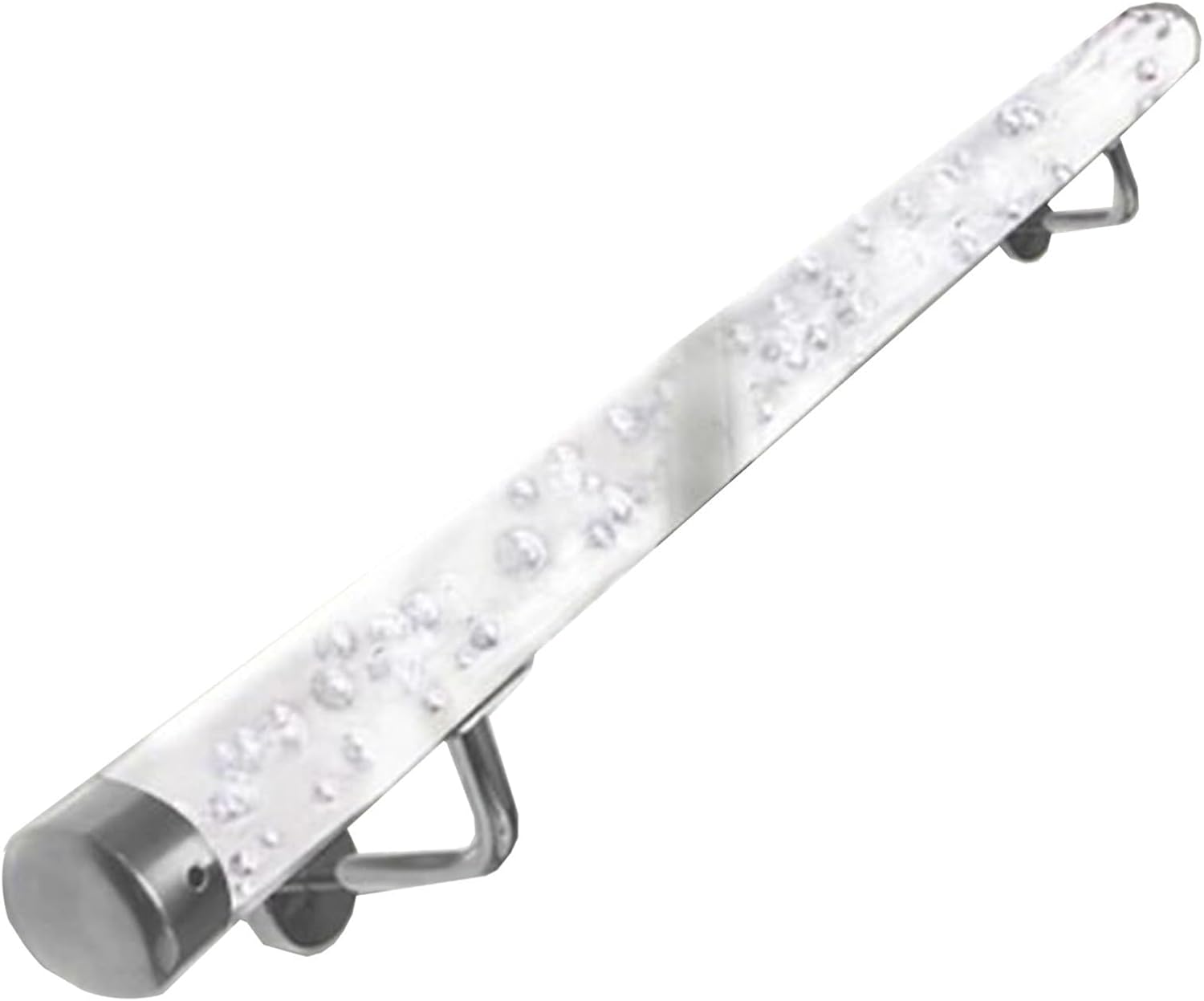 Clear Acrylic Handrail for Indoor Stairs, Lucite Transparent Crystal Stair Wall Mount Hand Railing with Silver Brackets & End Caps, 3ft/4ft/5ft/6ft/10ft/12ft/14ft/20ft Staircase Handrails(Silver,300cm