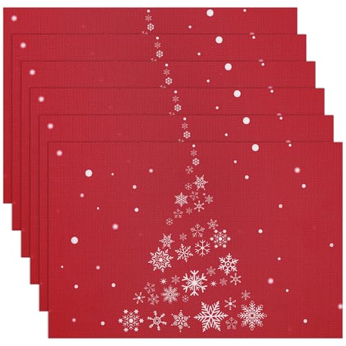 Banchif Tischsets Weihnachten Das Tischset Ist Mit Schneeflocke und...