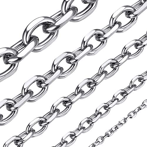 ChainsHouse Damen Halskette Edelstahl Ankerkette Silber Choker Rolo Kette 5mm für Frauen Gliederkette ohne Anhänger Damen Collier Rolokette 46cm O-Kette Ersatzkette Halsreif Modeschmuck für Ehefrau