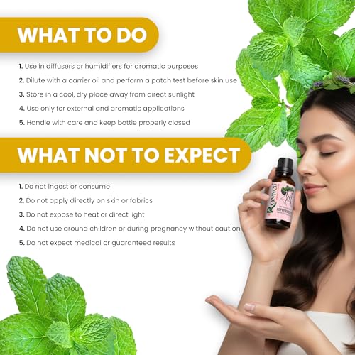 Image of Romyco Peppermint Essential Oil 30ml for Hair Skin Care | Natural Cooling & Soothing Aroma | Focus & Mental Clarity | Use in Diffuser | Pure Premium Natural Undiluted