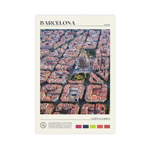 Barcelona Sagrada Familia Aerial Eixample City Catalonia Spain Art Poster