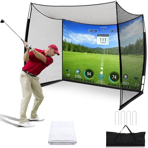 Golf Net with Impact Screen, 11x8FT Spacious Golf Practice Net for Backyard, Heavy Duty Hitting Cage for Swing Driving, Indoor Outdoor Home Garage