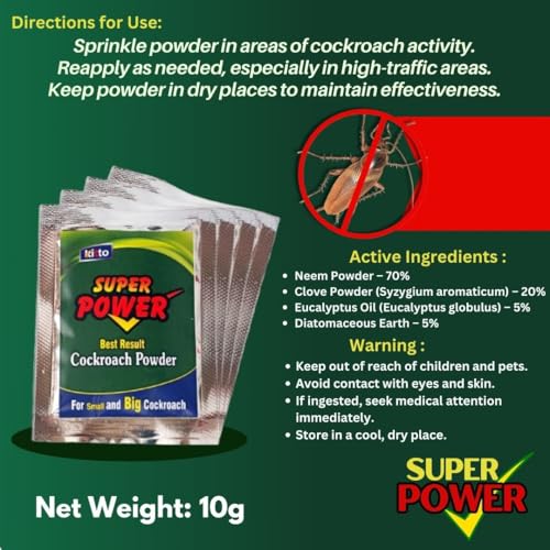 Image of KITTO - Super Power Cockroach Organic Powder inchGuaranteed effect inch Pack Of 4 (4 x 10 g)