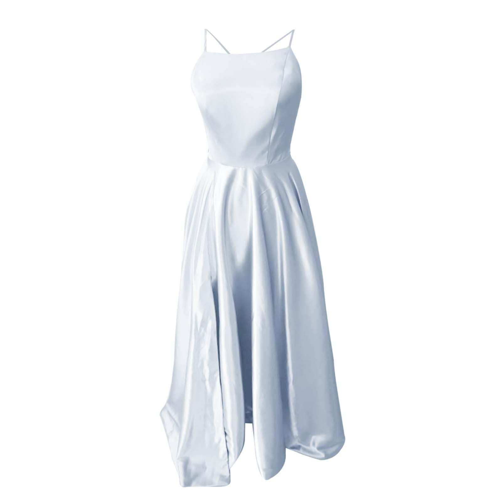 Abendkleid Damen Lang, Maxikleid Damen Trägerkleid- Rückenfreies Kleider Damen Sexy Chiffon Kleid mit Schlitz Swing Abendkleider Elegant Ballkleid Cocktailkleid Partykleid Abiballkleider Frauen
