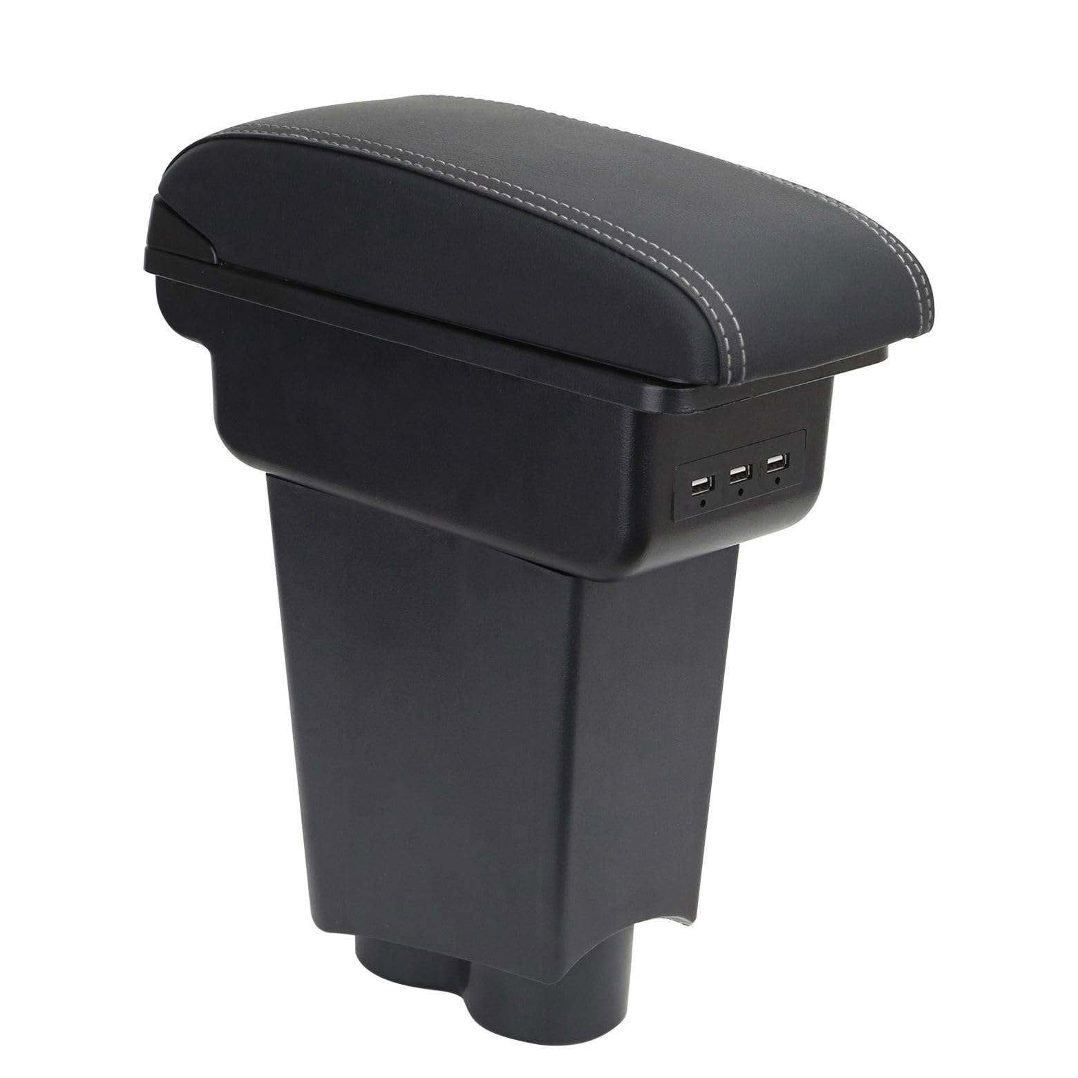 Bracciolo per Fiat 500 2007-2011 3 USB Braccioli Doppio Scomparto, Pelle Nera, Facile da Installare, Accessorio Auto Personalizzato, Pelle Nera