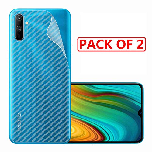 Image of Compatible with (Pack of 2) Oppo Realme C3 Back Screen Protective Film Carbon Fiber Skin Transparent Screen Guard Sticker
