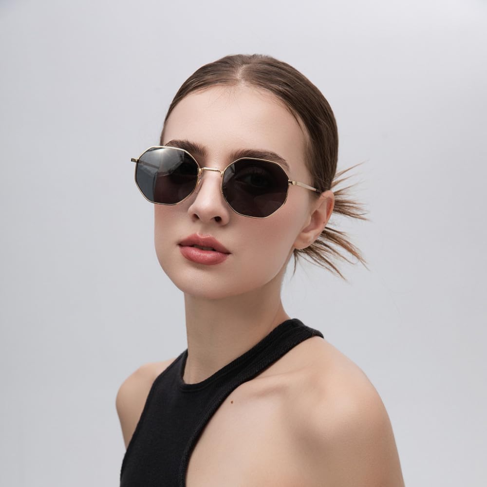 Gafas de sol modernas para mujer, gafas de sol octogonales para hombre, montura con lentes anti-UV400.