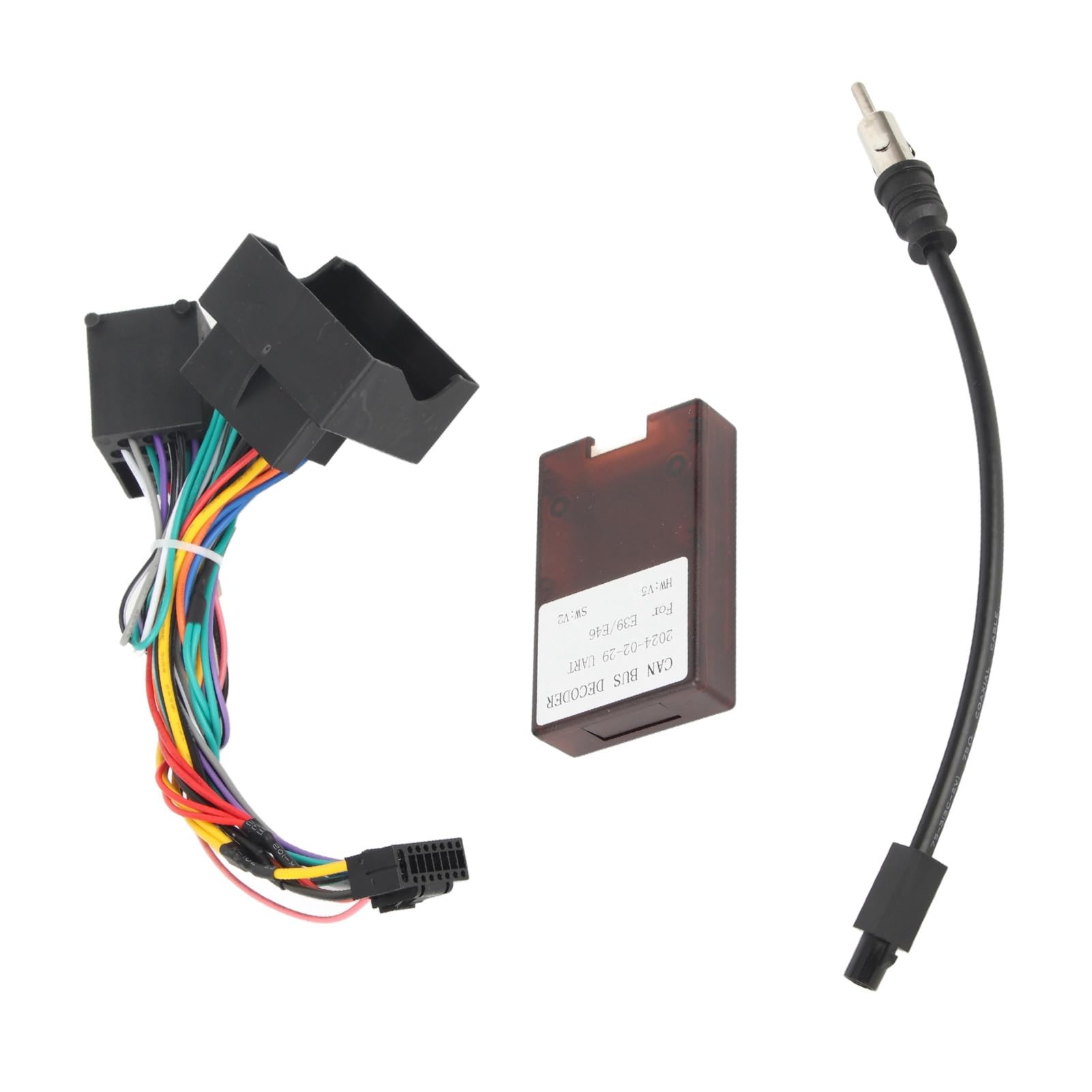 Arnés de cableado de audio de 16 pines con caja Canbus y adaptador de cables para instalación de estéreo para BMW