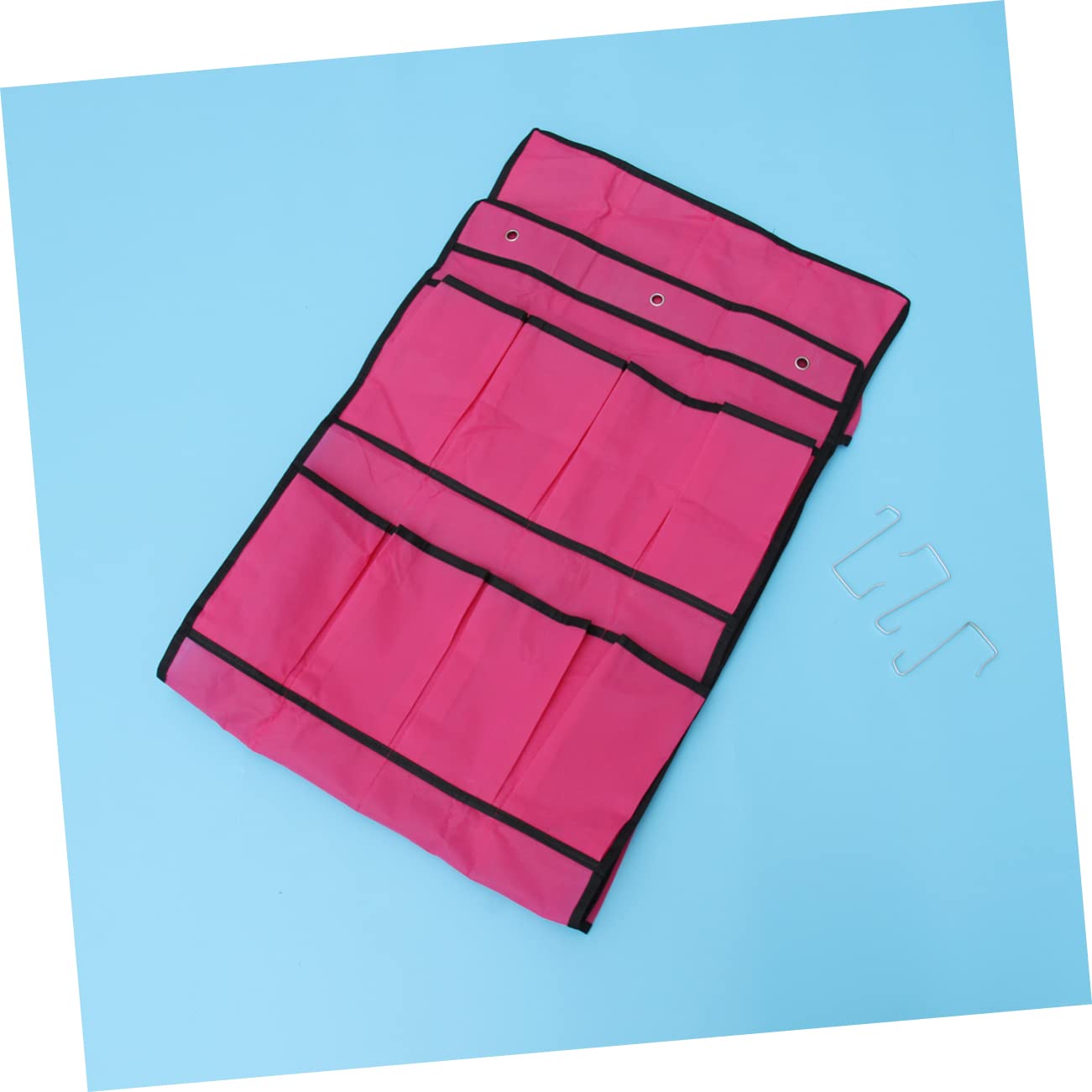 OKUMEYR Hanging Storage for Shoes 20 Pockets Door Organizer Bag Closet Accessory Shoe Rack Sandals Holder Space Saver Metal Hooks Mesh Fabric Easy to Install (rosy)