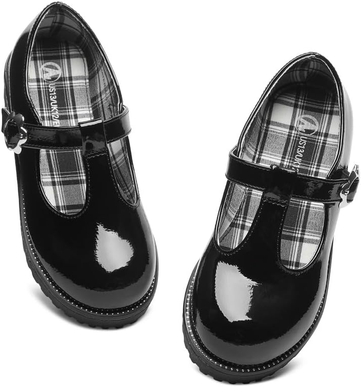 HOMEHOT Girls Mary Jane Dress Shoes with Metal Buckle Strap, Plaid Lining School Party Shoes - Image 7