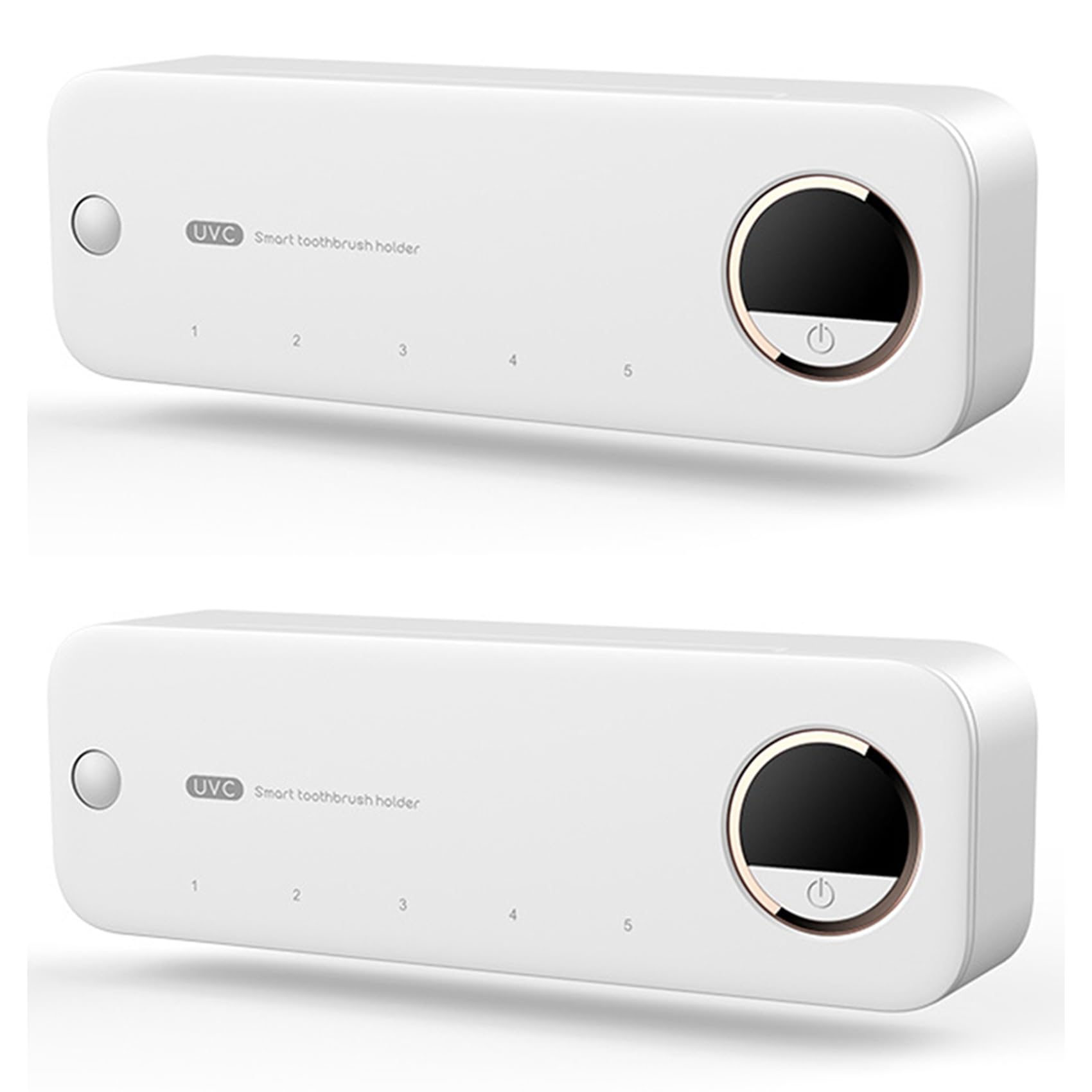 Jnchdghwa 2X UV Toothbrush Storage Sterilizer Rechargeable Tooth Brush Holder Wall-Mount with LED Display White