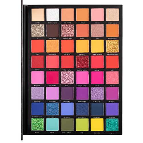 LaRoc PRO Eyeshadow Palette Set - 48 Shades Nude, Matte, Smokey, Foil, Shimmer & Glitter Eyeshadow - High Impact Make Up, Brown, Red, Pink, Blue Eye Shadows - Artistry Book Vol. 2