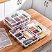 MANO 2 Pack Divided Veggie Tray with Lid - 5 Compartment Clear Snack Containers for Fridge, Stackable Produce Saver Storage for Fruits, Vegetables, Meat & Fish