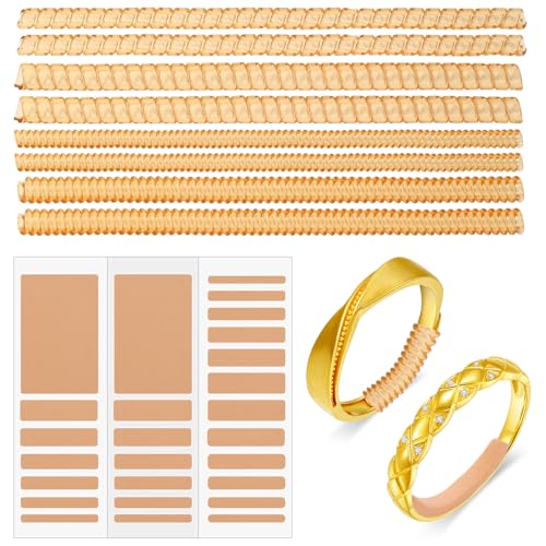 Amaxiu Ajustador invisible para anillos sueltos, 46 ajustadores de anillos en espiral para anillos anchos, 4 estilos, tensor de joyas, espaciador, protectores de anillos, tensor para mujeres y hombres