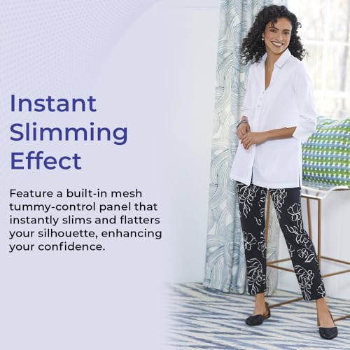 Slenderizing Ankle Pants for Women, Slimming Pull-On Slacks, Stretch Fit with Tummy Control, Work, Business, Office, Casual3