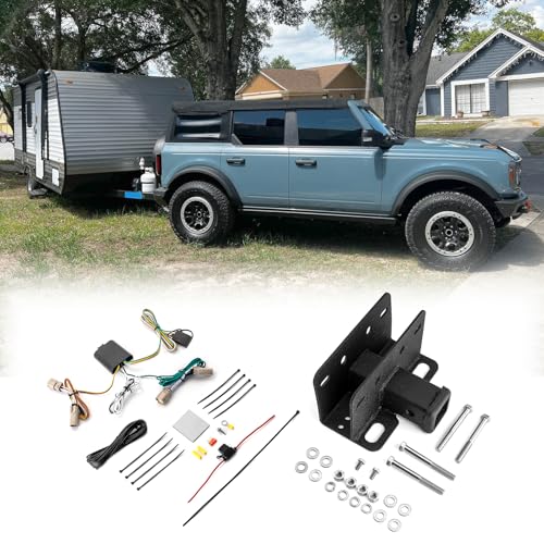 WeiSen 2 Rear Trailer Hitch Receiver Class 3 Towing Hitch & 4-Pin Trailer Wiring Harness Kit Compatible with Ford Bronco 2021-2024 2/4 Door (Not Fit Bronco Sport)