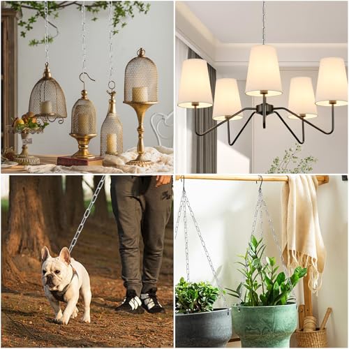 Image of garini 10 Feet Silver Light Fixture Chain, Adjustable Metal Pendant Chandelier Chain Extension with Detachable Link, Maximum Load is 66 Pounds