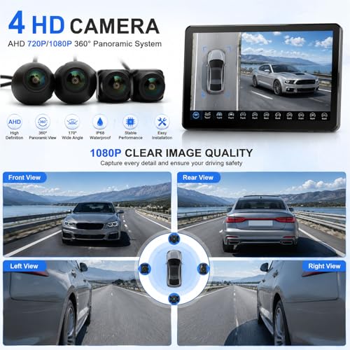 Image of Car AHD 720P /1080P 360 Panoramic System Reversing Camera Set for Android Auto Radio High-Definition Camera